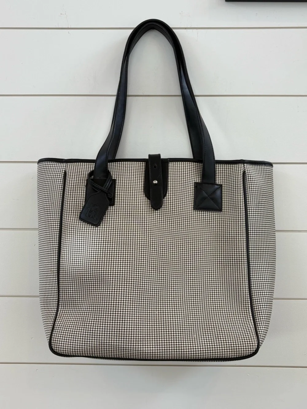 Hillard & Hanson Black Tote with Purple Label